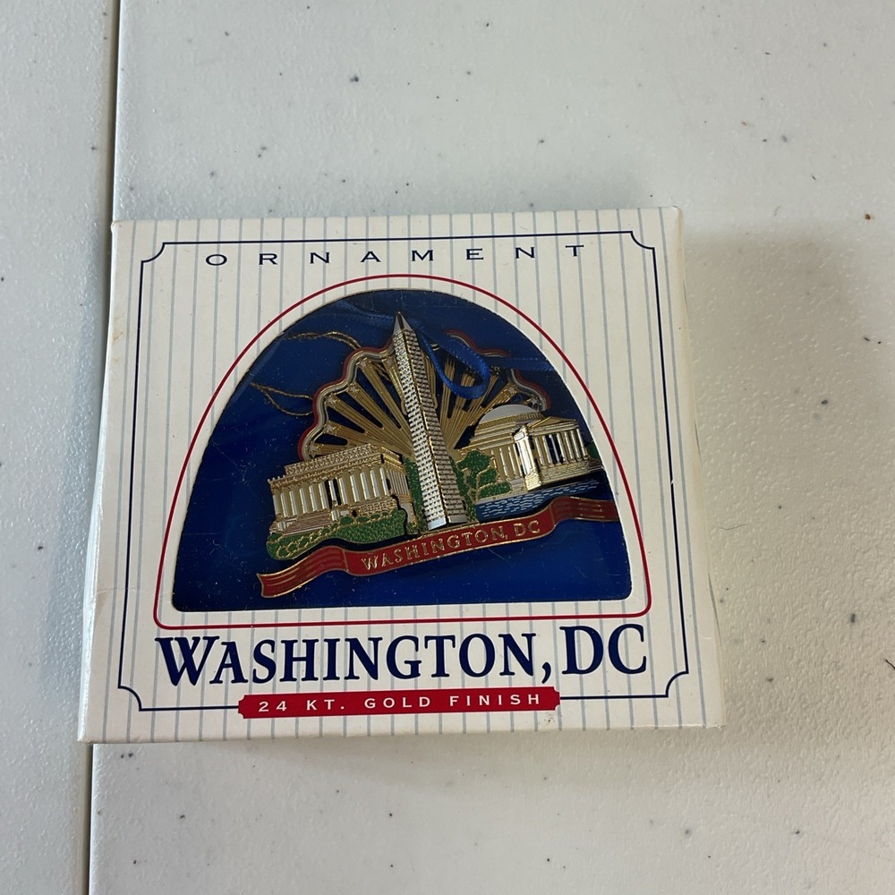 Vintage‎ Monument Ornament Washington DC 24k Gold Finish Christmas Decor
